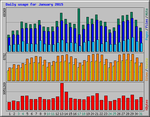 Daily usage for January 2015