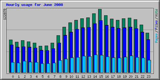 Hourly usage for June 2008