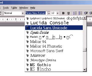 how to use unicode in word