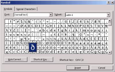 Word Symbols Chart